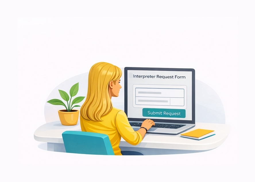 graphic image of woman at computer